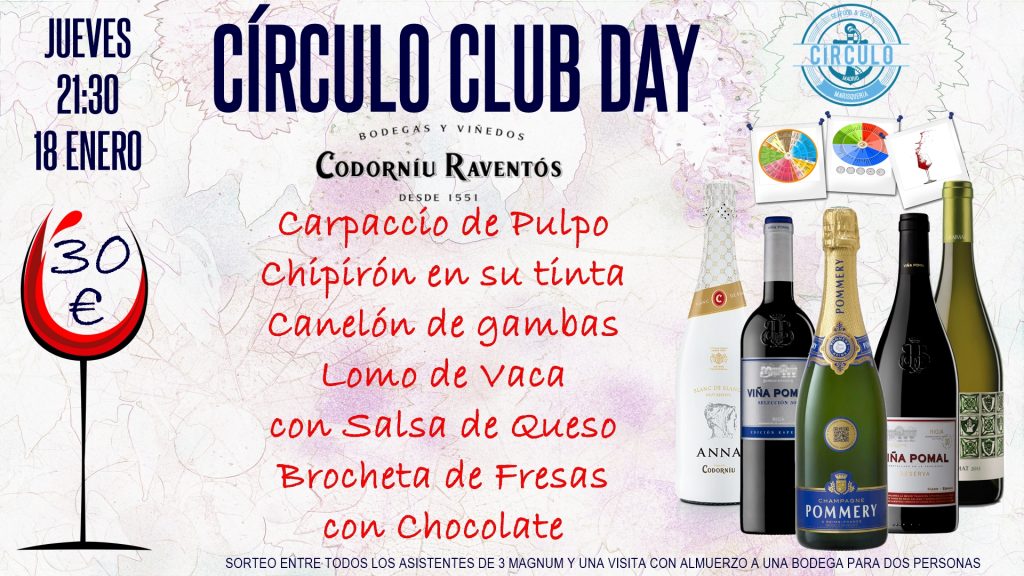 Próximo #CirculoClubDay Enero 2018 con Codorníu